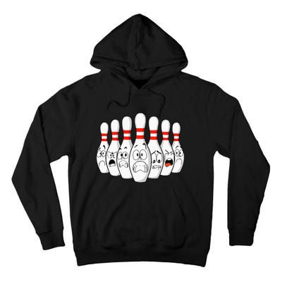 Cartoon Bowling Funny Scared Bowling Pins Tall Hoodie