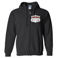 Cartoon Bowling Funny Scared Bowling Pins Full Zip Hoodie