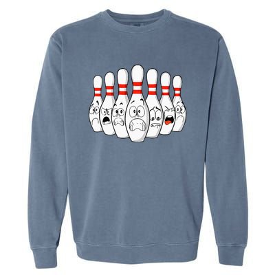 Cartoon Bowling Funny Scared Bowling Pins Garment-Dyed Sweatshirt