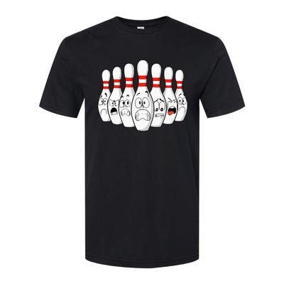 Cartoon Bowling Funny Scared Bowling Pins Softstyle CVC T-Shirt