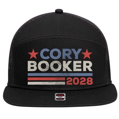 Cory Booker For President 2028 Retro Cory Booker 2028  7 Panel Mesh Trucker Snapback Hat