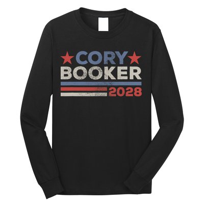 Cory Booker For President 2028 Retro Cory Booker 2028  Long Sleeve Shirt