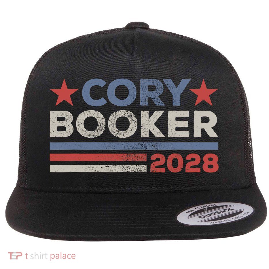 Cory Booker For President 2028 Retro Cory Booker 2028  Flatbill Hat