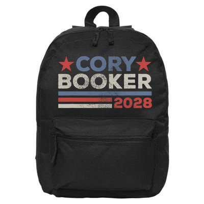Cory Booker For President 2028 Retro Cory Booker 2028  16 in Basic Backpack