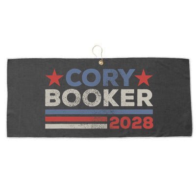 Cory Booker For President 2028 Retro Cory Booker 2028  Large Microfiber Waffle Golf Towel