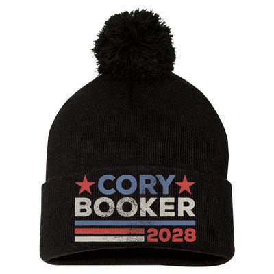 Cory Booker For President 2028 Retro Cory Booker 2028  Pom Pom 12in Knit Beanie