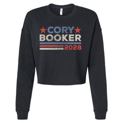 Cory Booker For President 2028 Retro Cory Booker 2028  Cropped Pullover Crew