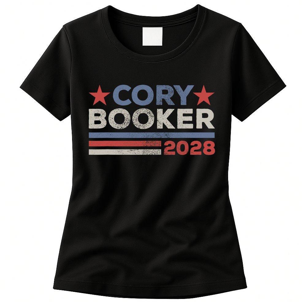 Cory Booker For President 2028 Retro Cory Booker 2028  Womens T-Shirt