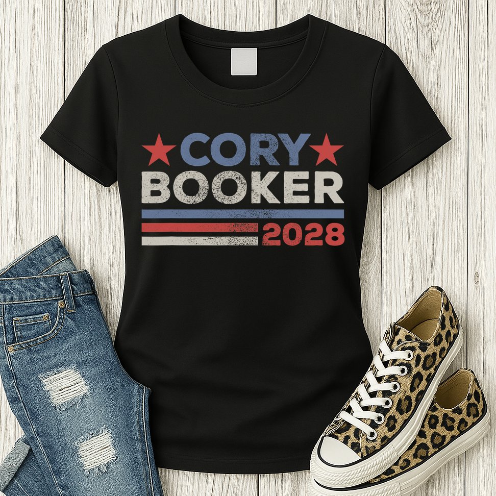 Cory Booker For President 2028 Retro Cory Booker 2028  Womens T-Shirt