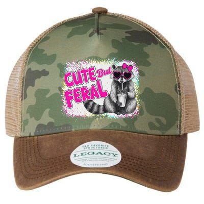 Cute But Feral Funny Colorful Raccoon With Sunglasses Meme Legacy Tie Dye Trucker Hat