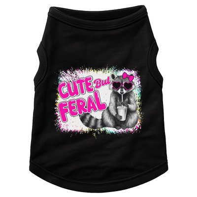 Cute But Feral Funny Colorful Raccoon With Sunglasses Meme Doggie Tank