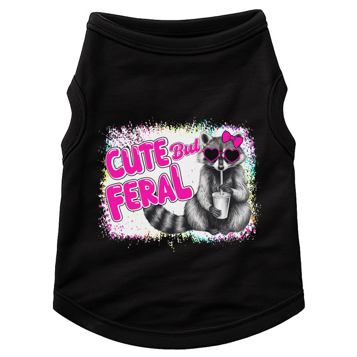 Cute But Feral Funny Colorful Raccoon With Sunglasses Meme Doggie Tank