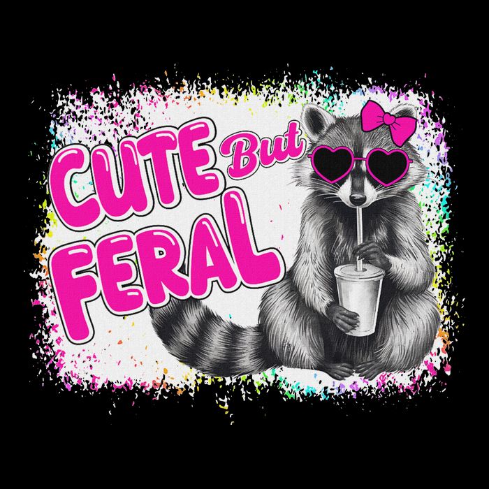 Cute But Feral Funny Colorful Raccoon With Sunglasses Meme Performance Shirt