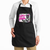 Cute But Feral Funny Colorful Raccoon With Sunglasses Meme Apron