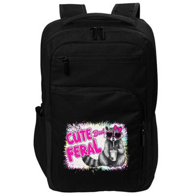 Cute But Feral Funny Colorful Raccoon With Sunglasses Meme Impact Tech Backpack
