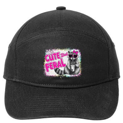 Cute But Feral Funny Colorful Raccoon With Sunglasses Meme 7-Panel Snapback Hat