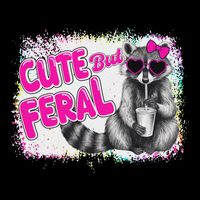 Cute But Feral Funny Colorful Raccoon With Sunglasses Meme Flatbill Hat