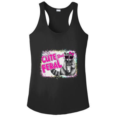 Cute But Feral Funny Colorful Raccoon With Sunglasses Meme Ladies PosiCharge Competitor Racerback Tank