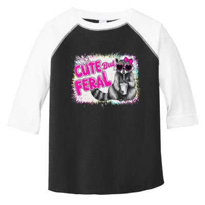 Cute But Feral Funny Colorful Raccoon With Sunglasses Meme Toddler Fine Jersey T-Shirt