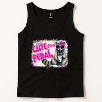Cute But Feral Funny Colorful Raccoon With Sunglasses Meme Tank Top