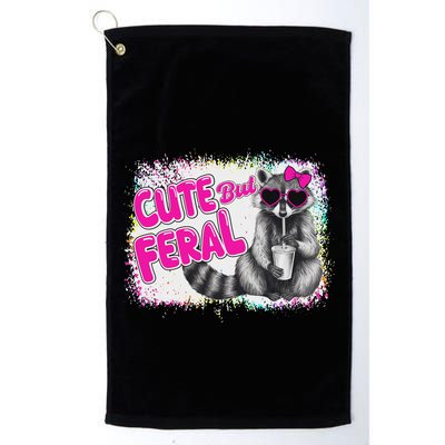 Cute But Feral Funny Colorful Raccoon With Sunglasses Meme Golf Towel