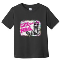 Cute But Feral Funny Colorful Raccoon With Sunglasses Meme Toddler T-Shirt