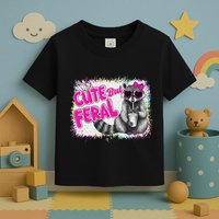 Cute But Feral Funny Colorful Raccoon With Sunglasses Meme Toddler T-Shirt