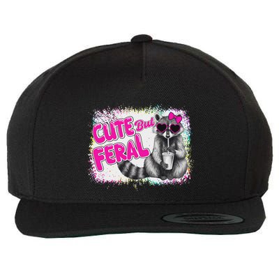 Cute But Feral Funny Colorful Raccoon With Sunglasses Meme Wool Snapback Cap