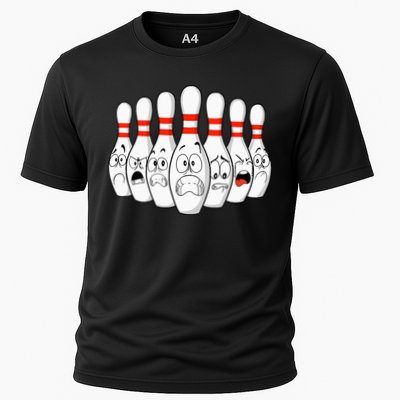 Cartoon Bowling Funny Scared Bowling Pins Performance Shirt