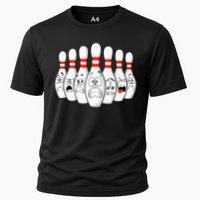 Cartoon Bowling Funny Scared Bowling Pins Cooling Performance Crew T-Shirt