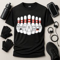 Cartoon Bowling Funny Scared Bowling Pins Cooling Performance Crew T-Shirt