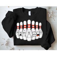 Cartoon Bowling Funny Scared Bowling Pins Sweatshirt