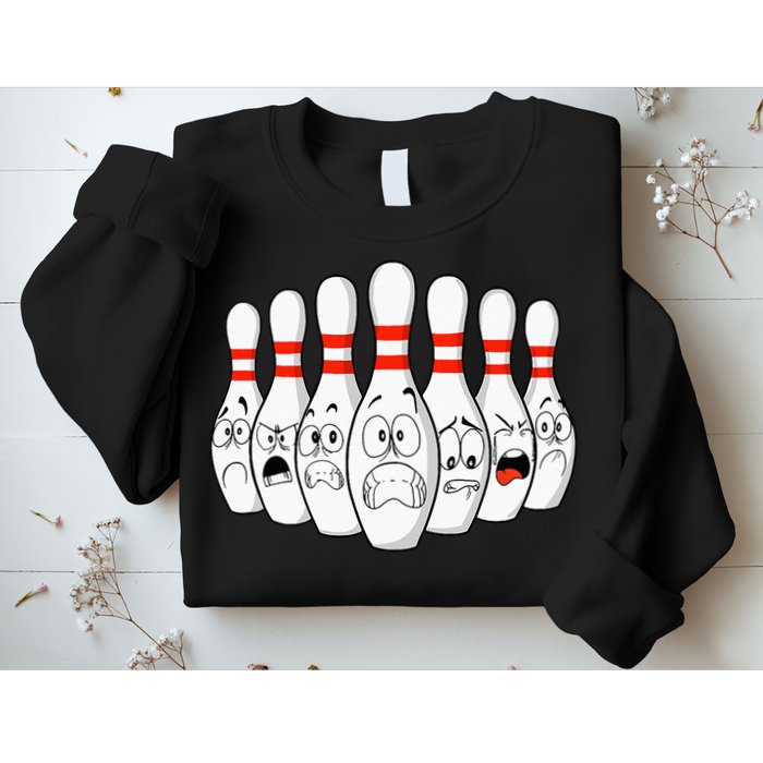 Cartoon Bowling Funny Scared Bowling Pins Sweatshirt