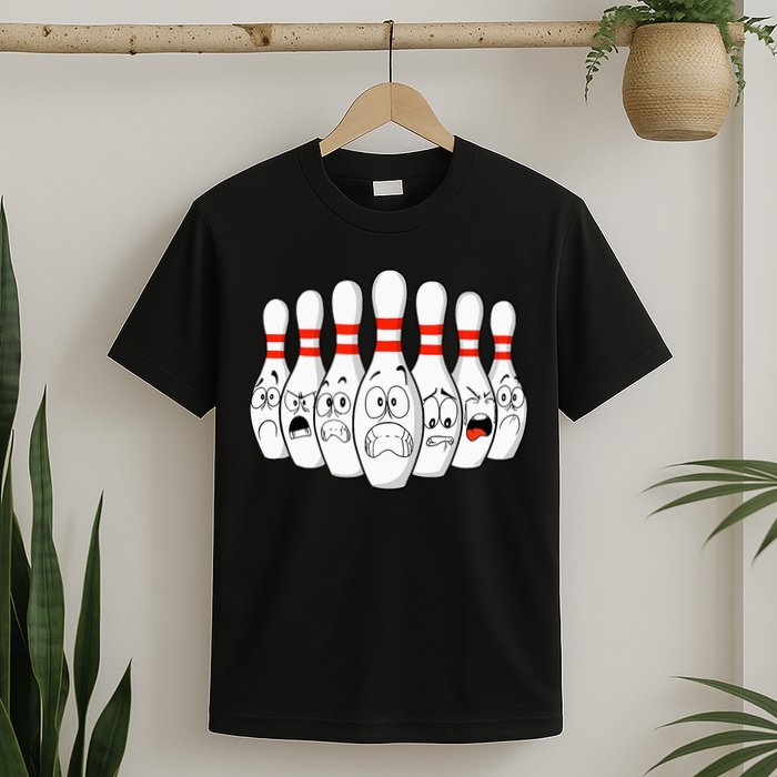 Cartoon Bowling Funny Scared Bowling Pins T-Shirt