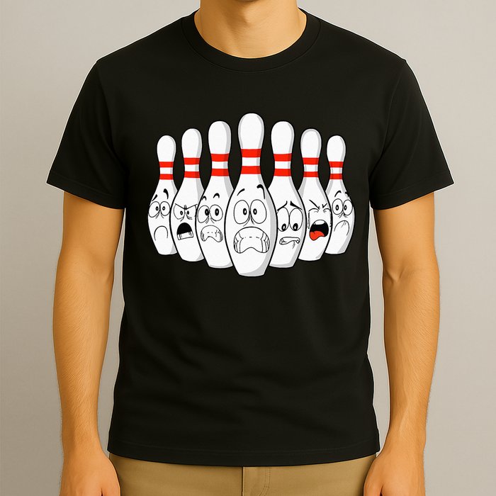 Cartoon Bowling Funny Scared Bowling Pins T-Shirt