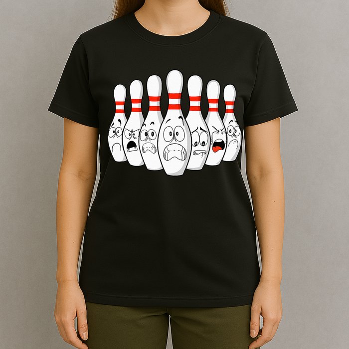 Cartoon Bowling Funny Scared Bowling Pins T-Shirt