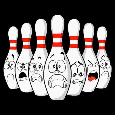 Cartoon Bowling Funny Scared Bowling Pins T-Shirt