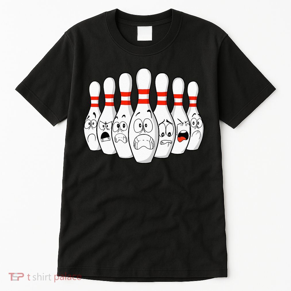 Cartoon Bowling Funny Scared Bowling Pins Tall T-Shirt