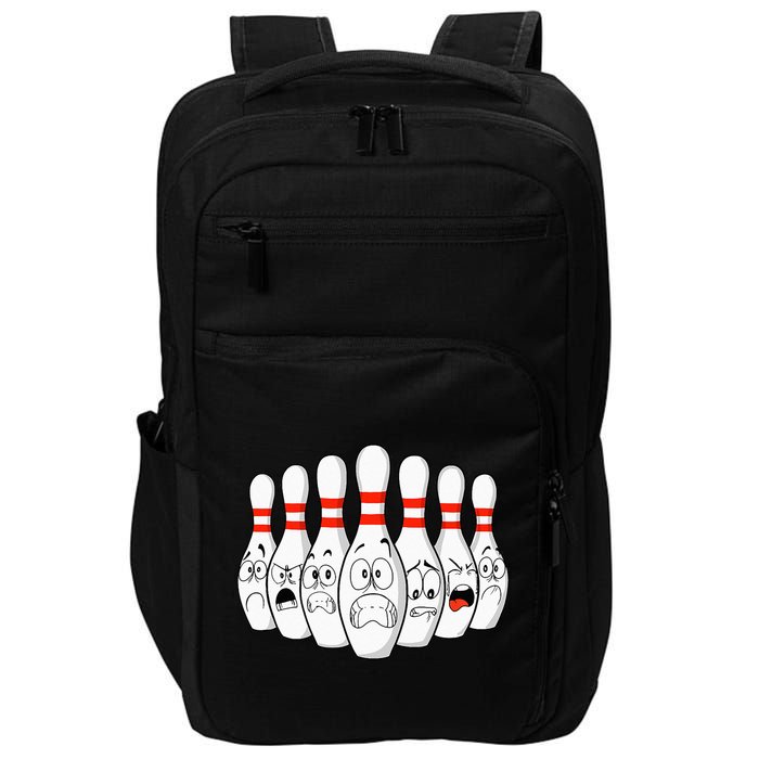 Cartoon Bowling Funny Scared Bowling Pins Impact Tech Backpack