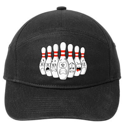 Cartoon Bowling Funny Scared Bowling Pins 7-Panel Snapback Hat