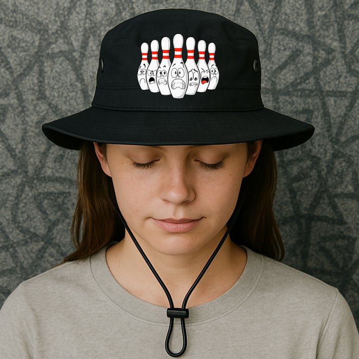 Cartoon Bowling Funny Scared Bowling Pins Bucket Hat
