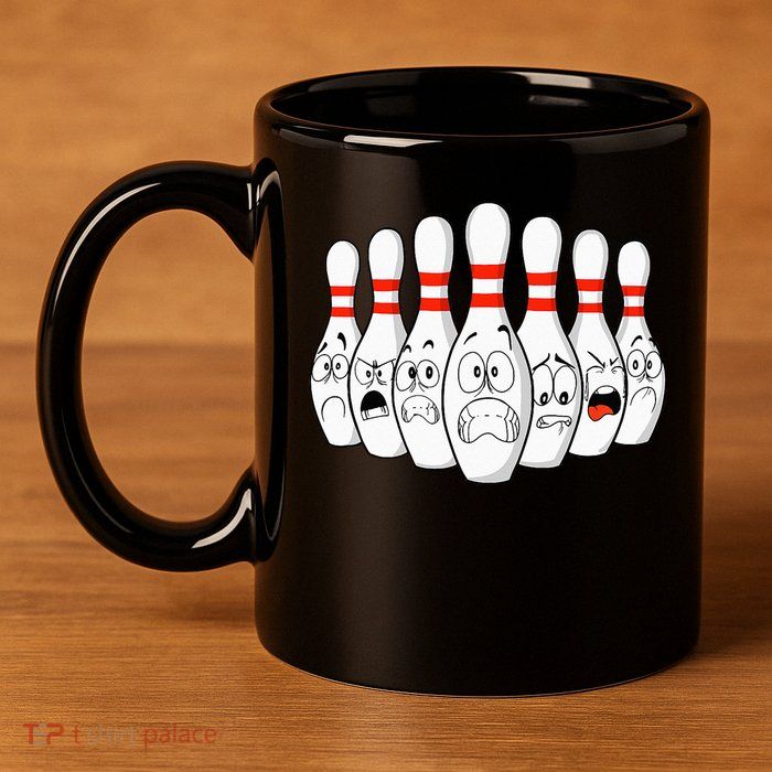 Cartoon Bowling Funny Scared Bowling Pins 11oz C Handle Ceramic Mug