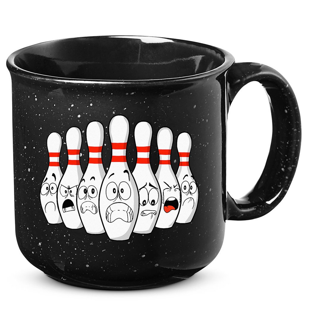 Cartoon Bowling Funny Scared Bowling Pins 15oz Campfire Ceramic Mug