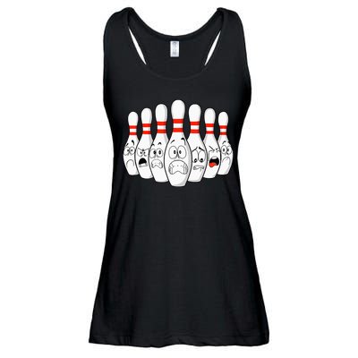 Cartoon Bowling Funny Scared Bowling Pins Ladies Essential Flowy Tank