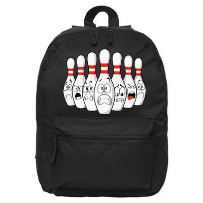 Cartoon Bowling Funny Scared Bowling Pins 16 in Basic Backpack