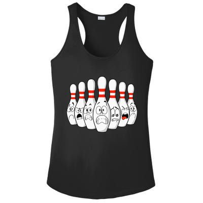 Cartoon Bowling Funny Scared Bowling Pins Ladies PosiCharge Competitor Racerback Tank