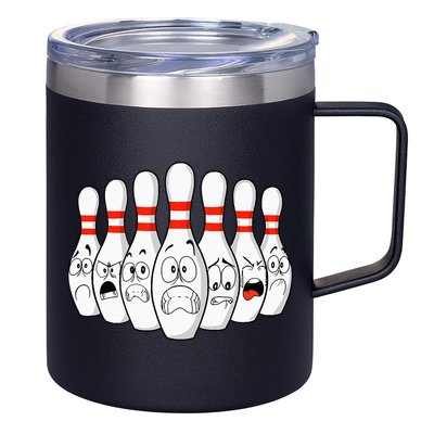 Cartoon Bowling Funny Scared Bowling Pins 12oz Stainless Steel Coffee Mug