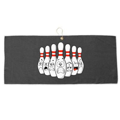 Cartoon Bowling Funny Scared Bowling Pins Large Microfiber Waffle Golf Towel
