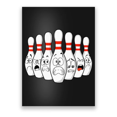 Cartoon Bowling Funny Scared Bowling Pins Poster