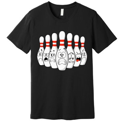 Cartoon Bowling Funny Scared Bowling Pins Premium T-Shirt